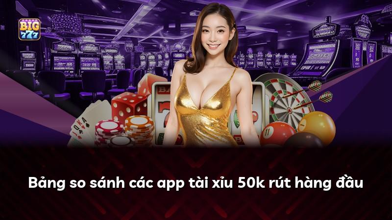 Bảng so sánh các app tài xỉu 50k rút hàng đầu